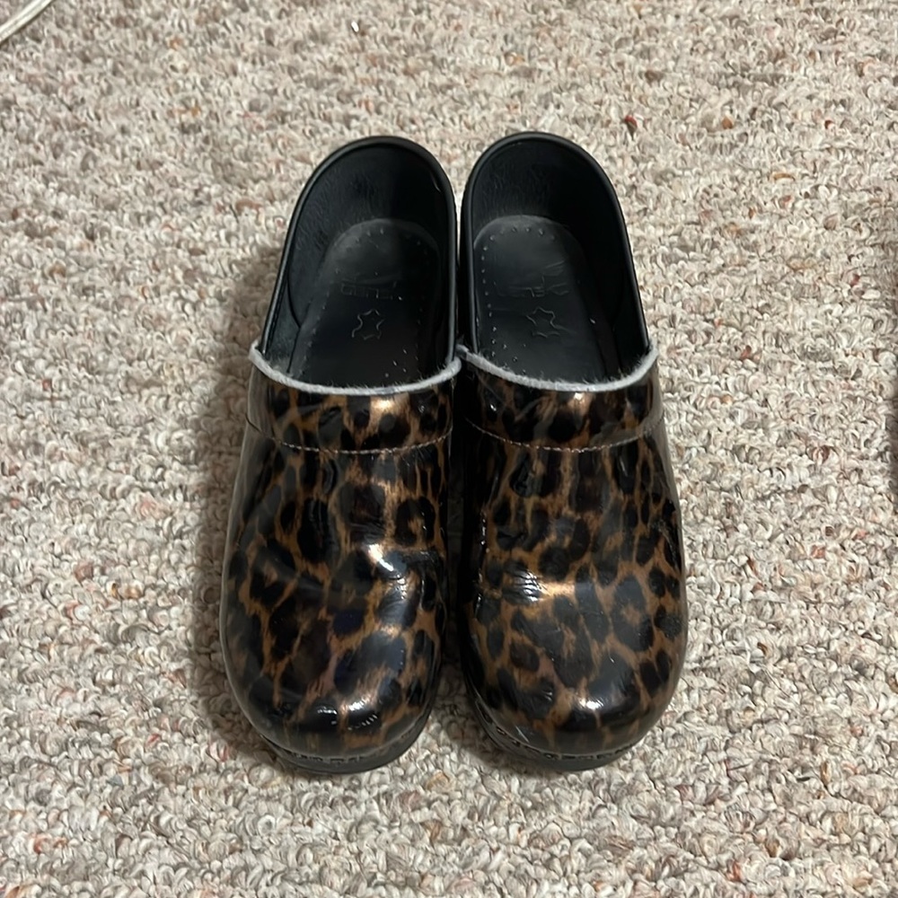 Leopard Print Patent Leather Dansko